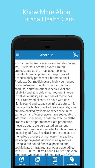 Krisha Health Care – Pharmaceutical Products App.